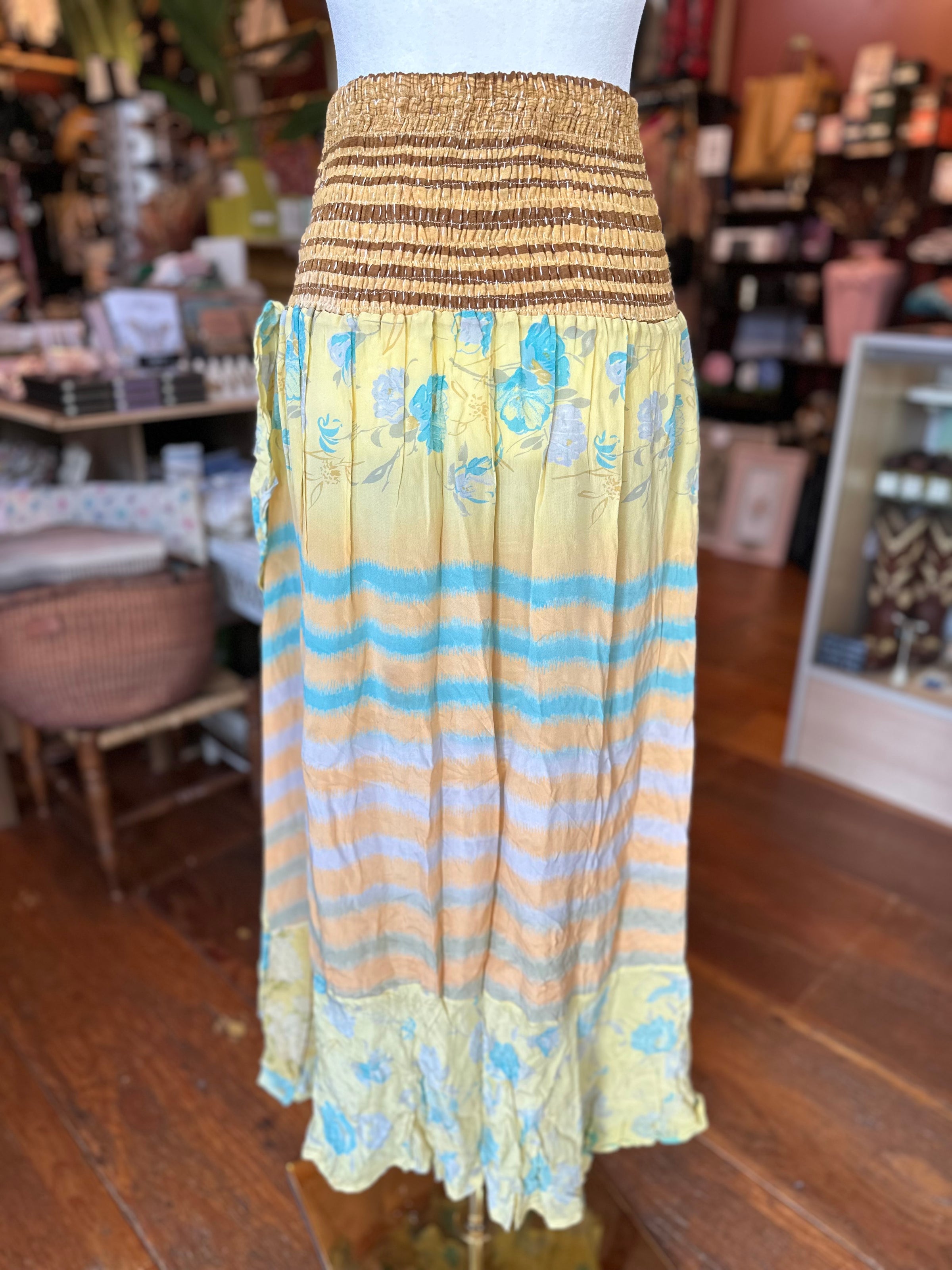 Kantha Bae - Crepe Silk Inner Peace Faux Wrap Skirt (Multiple Prints ...