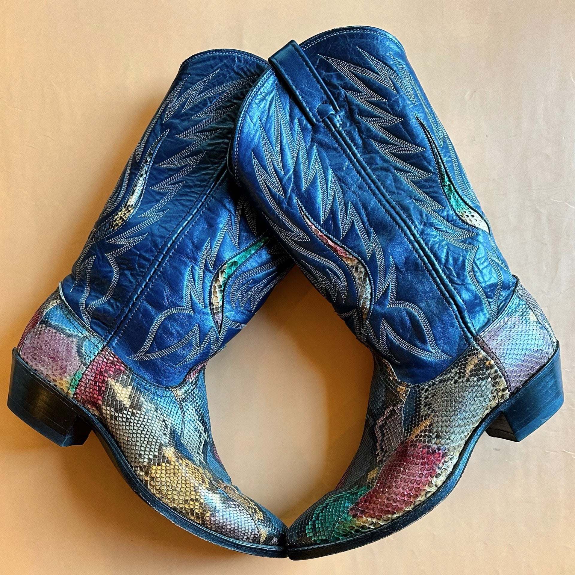 Blue snakeskin cowboy boots sale